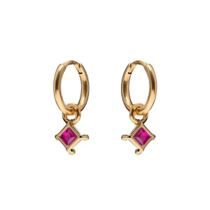 NU & MII Huggy Hoop Square Gold Plated Earrings - Pink