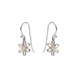 Pink Daisy Silver Hook Earrings
