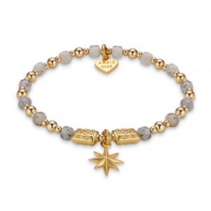 Labradorite Wish Upon a Star Gold Plated Charm Bracelet