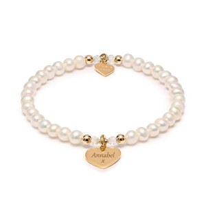 Poppy Pearl Personalised Heart Gold-Filled Bracelet