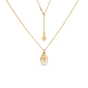 Cream Silhouette Angel Gold Plated Necklace - Initial