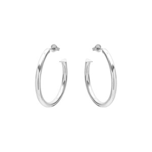 NU & MII Midi Hollow Hoops Silver Earrings