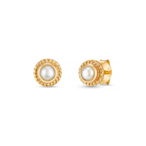 Pearl with a Twist Gold Plated Stud Earrings