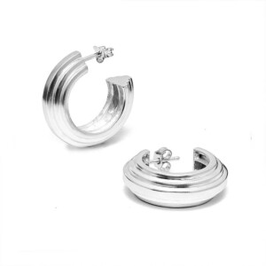 Outlet NU & MII Art Deco Hoop Silver Earrings