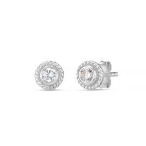 Crystal with a Twist Silver Stud Earrings