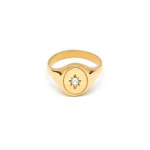 Outlet NU & MII Star Signet Gold Plated Ring