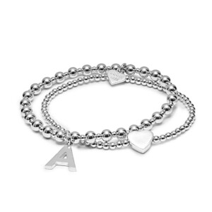 Annabel Initial 925 Sterling Silver Charm Bracelet Stack