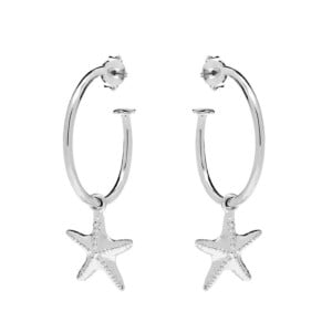 Starfish Hoop Silver Earrings