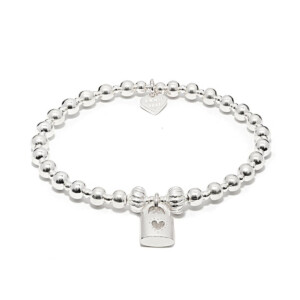Indigo Silver Charm Bracelet - Love Lock