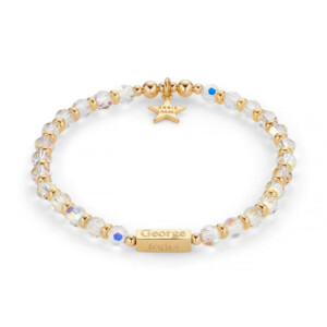 Personalised Lustre Gold Plated Charm Bracelet - Clear Crystal
