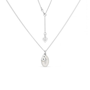 Cream Silhouette Angel Silver Necklace - Initial