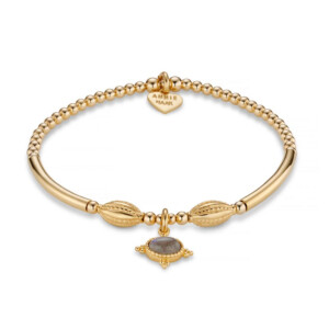 Labradorite Tube Gold Plated Charm Bracelet