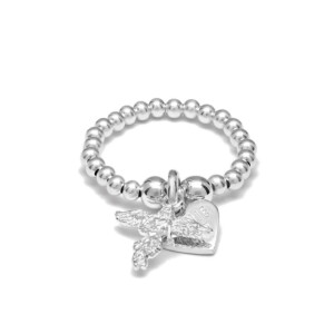 Santeenie Silver Charm Ring - My Guardian Angel