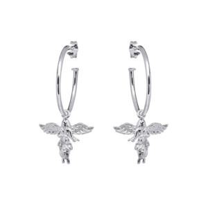 My Guardian Angel Hoop Silver Earrings