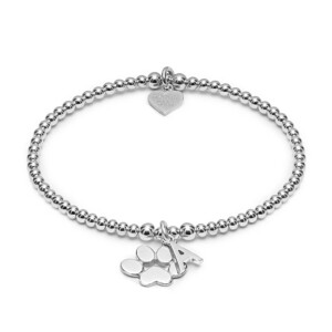 Anna Bella Paw & Initial 925 Sterling Silver Charm Bracelet