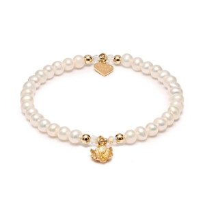 Poppy Pearl Gold Plated Bracelet - Flower
