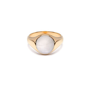 NU & MII Ivory Signet Gold Plated Pinky Ring