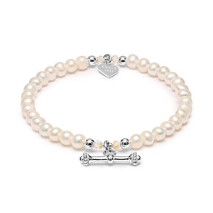Poppy Pearl Silver Bracelet - T-Bar