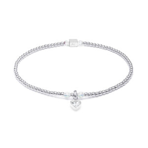 Blissful Crystal Heart Silver Charm Bracelet