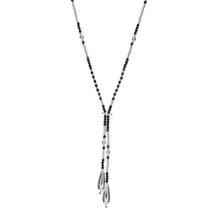 Black Onyx Lariat Silver Necklace