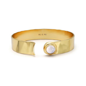 NU & MII Seville Gold Plated Bangle - Moonstone