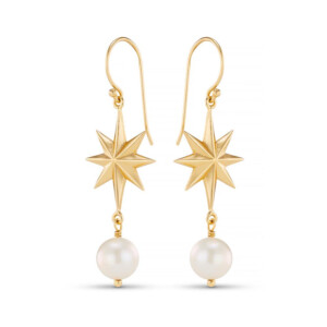 Wish Upon A Star Pearl Gold Plated Earrings