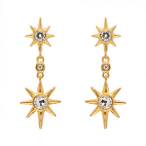 Falling Star Gold Plated Dangle Earrings