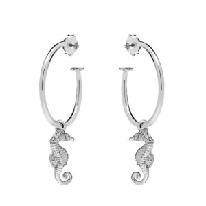 Seahorse Hoop Silver Earrings