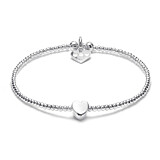 Dainty Boxed Heart Silver Bracelet