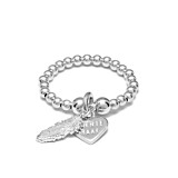 Santeenie Silver Charm Ring - Feather