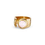NU & MII Seville Gold Plated Ring - Rose Quartz