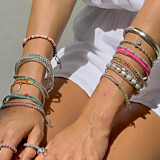 Festival Amigo Silver Bracelet - Neon Pink