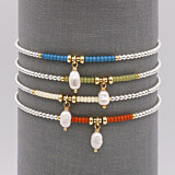 Maisie Mixed Metal Pearl Bracelet - Choice of Colour