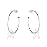 Outlet Star Hoop Silver Earrings