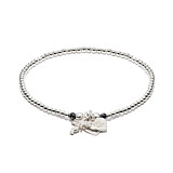 Santorini Hematite Silver Charm Bracelet - Stay Safe & Angel