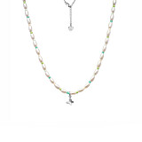 Papillon Pearl Silver Necklace - Turquoise