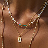 Cream Silhouette Angel Gold Plated Necklace - Initial