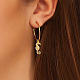 Outlet Seahorse Hoop Gold Earrings