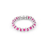 Daisy Chain Silver Ring - Neon Pink