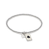 Santeenie Silver Charm Bracelet - Black Ace Clubs Card