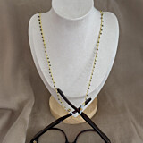 Beaded Glasses Chain - Black & Gold