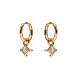NU & MII Huggy Hoop Square Gold Plated Earrings - Moonstone