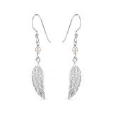 Feather Gem Silver Earrings  - Choice of Colour