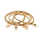 Four of a Kind Cards Gold Plated Bracelet Stack