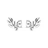 Olive Leaf Silver Stud Earrings