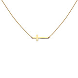 NU & MII Sideways Cross Gold Plated Necklace