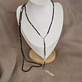 Feather Beaded Long Necklace - Choice of Colour