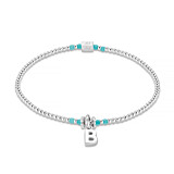 Piccolo Neon Turquoise Silver Charm Bracelet - Choice of initial