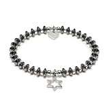 Hematite Disc Silver Bracelet - Star