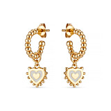 Enamel Heart Gold Plated Hoop Earrings - White